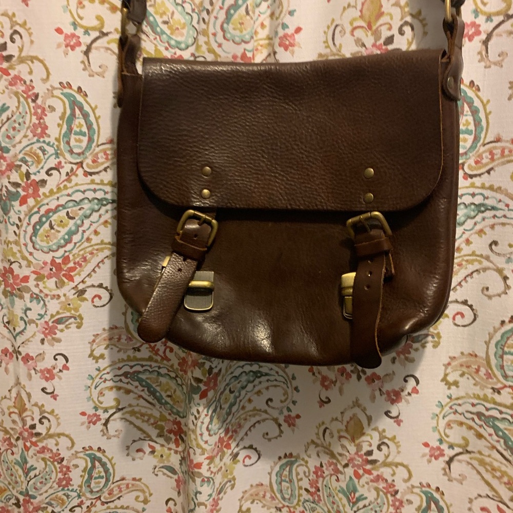 Soft leather dark brown crossbody bag